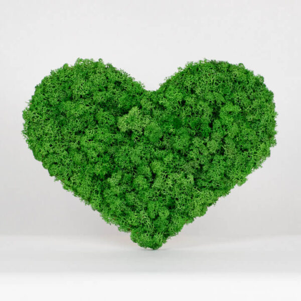 Mechové srdce - lesní zelená - 33x25 cm